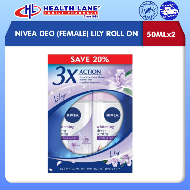 NIVEA DEO (FEMALE) LILY ROLL ON 50MLx2